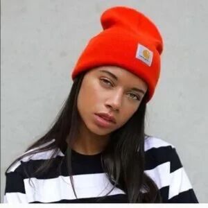 Carhartt Vibrant Orange Knit Hat in excellent condition